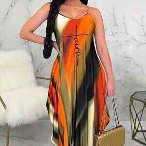 Women Plus Size Tropical Beach Summer Trendy Vacation Holiday Maxi Dress 18W-22W